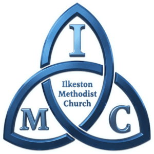 Ilkeston Methodist Church logo with blue interlocking arches and a central shield bearing the text Ilkeston Methodist Church.